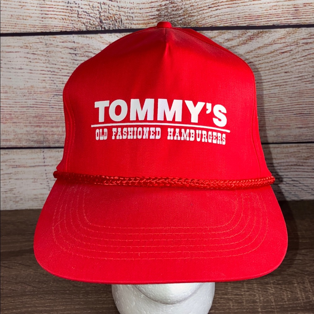 Vintage Tommy's  Hamburgers  Fort Worth Red Trucker Rope Hat